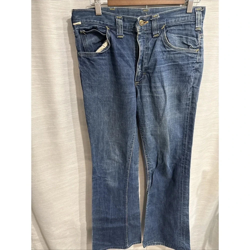 Vintage Lee Jeans Mens 32 Long Relaxed Fit Tapered Leg Blue Wash Denim USA Made